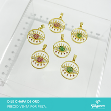 Load image into Gallery viewer, Dije Zirconia Circulo Contorno Ojo Chapa de oro
