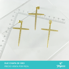 Load image into Gallery viewer, Dije Zirconia Cruz Delgada Chapa de oro
