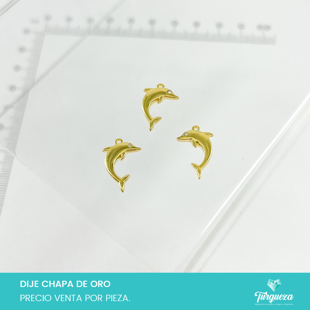 Dije Zirconia Delfin Chapa de oro