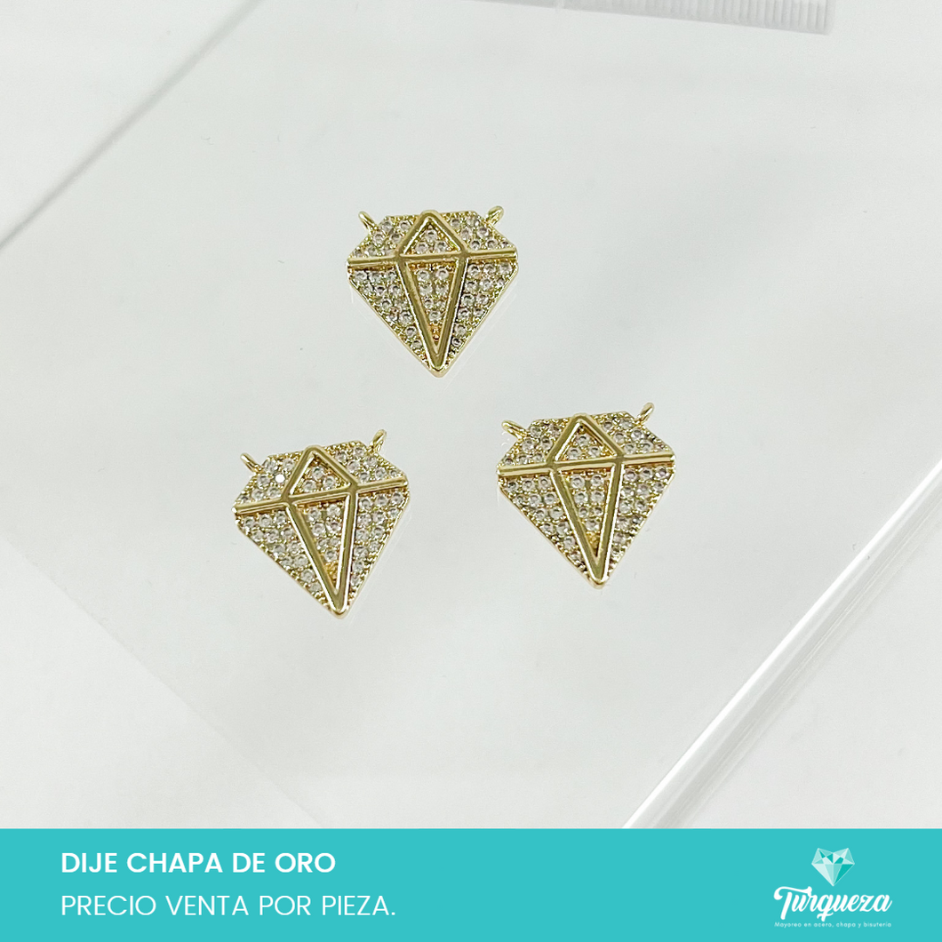 Dije Zirconia Diamante Chapa de oro