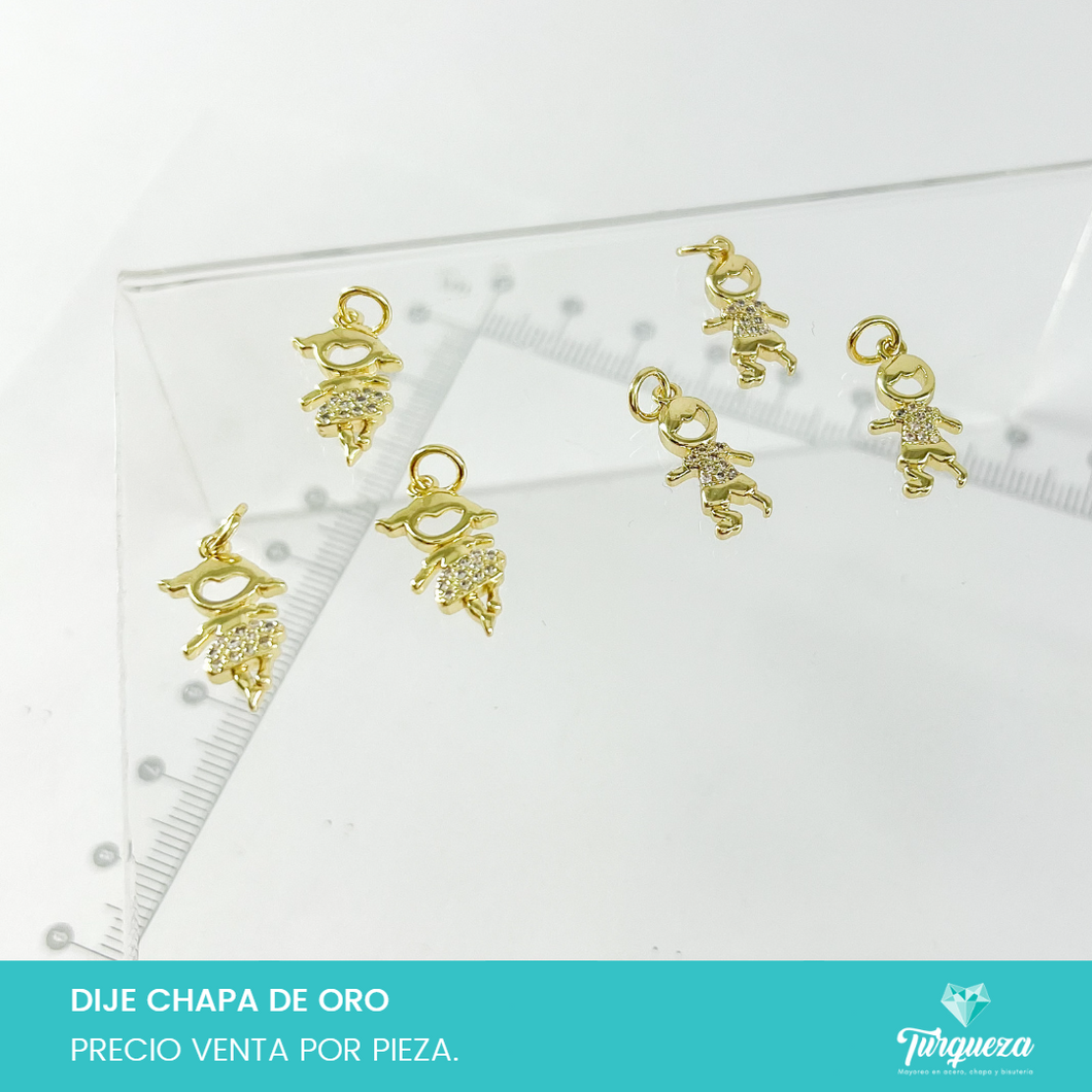 Dije Zirconia Niña - Niño Mini Chapa de oro