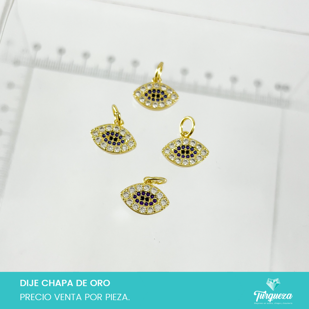 Dije Zirconia Ojo 1.2cm Chapa de oro