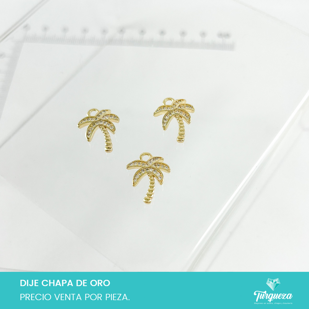 Dije Zirconia Palma Chapa de oro