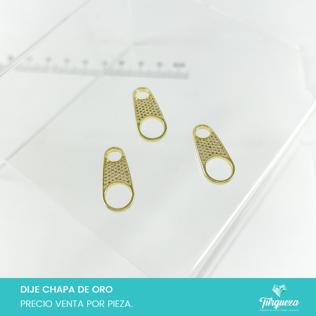 Dije Zirconia Ziper Circulo Chapa de oro