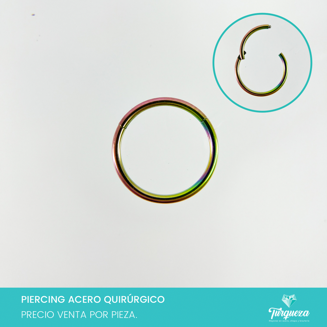 Arete Piercing Argolla 9mm Tornasol  para Oreja - Nariz Acero Quirúrgico