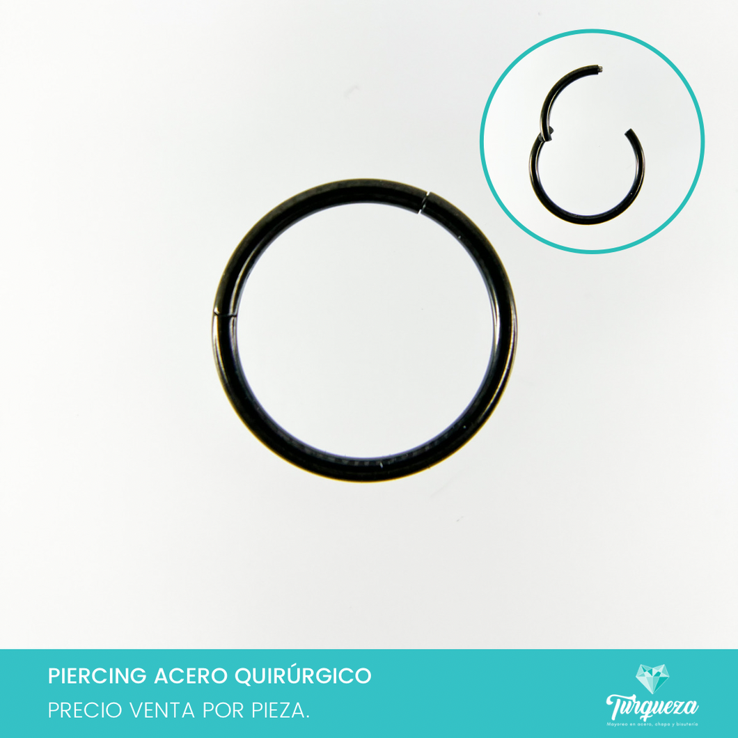 Arete Piercing Argolla 1.1cm Negra  para Oreja - Nariz Acero Quirúrgico