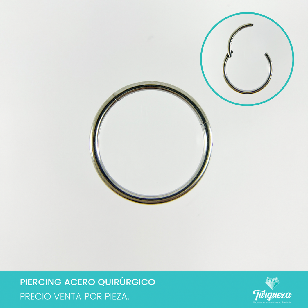 Arete Piercing Argolla 1.1cm Plateada  para Oreja - Nariz Acero Quirúrgico