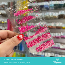Cargar imagen en el visor de la galería, Paquete Cuentas de Vidrio Rosa Fosforescente (1,440 pzas)  decoración de uñas
