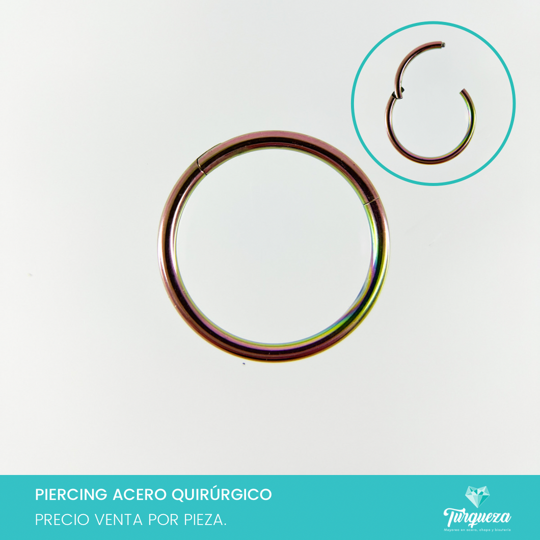 Arete Piercing Argolla 1.1cm Tornasol  para Oreja - Nariz Acero Quirúrgico