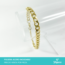 Load image into Gallery viewer, Pulsera Cubana Dorada (17cm-7mm) Acero Inoxidable
