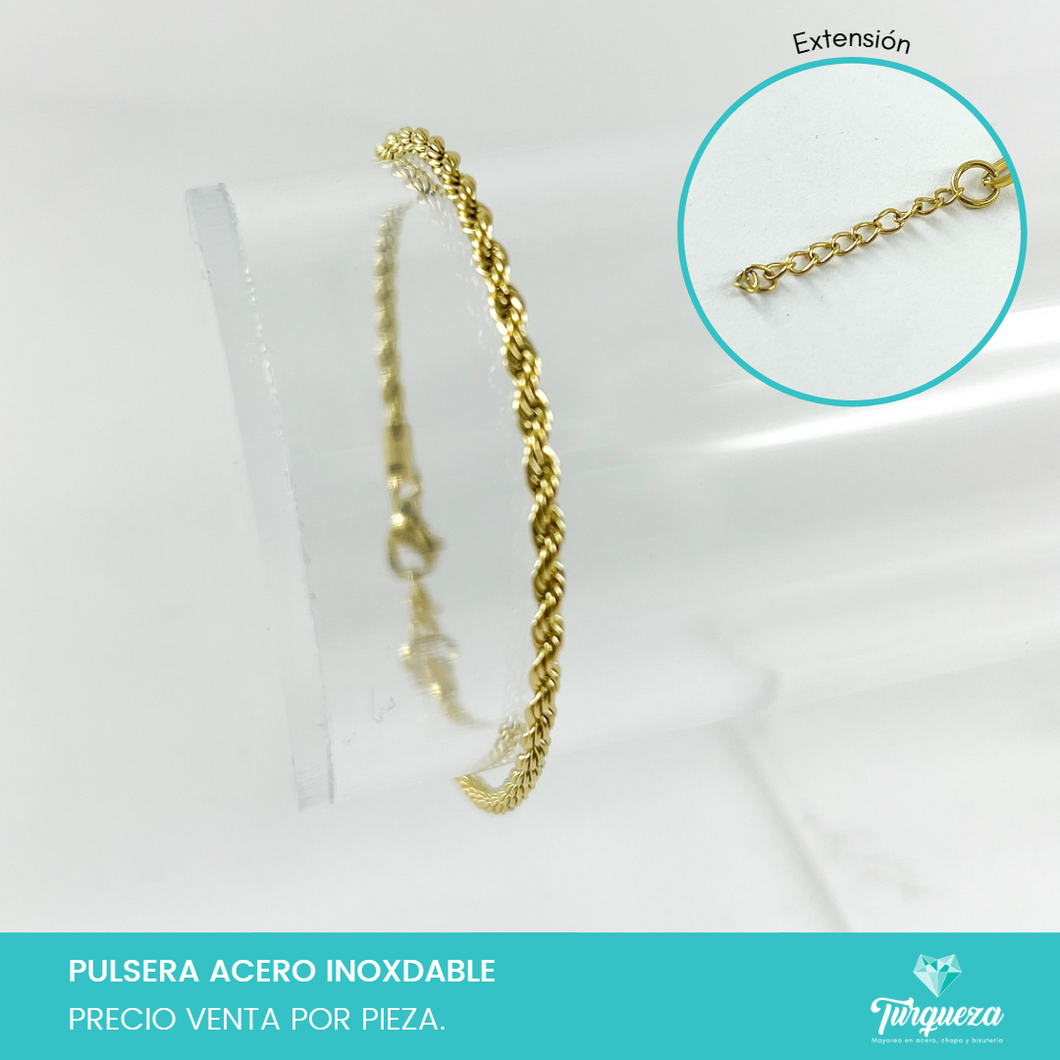 Pulsera Torsal Dorada (19cm-2mm) Acero Inoxidable